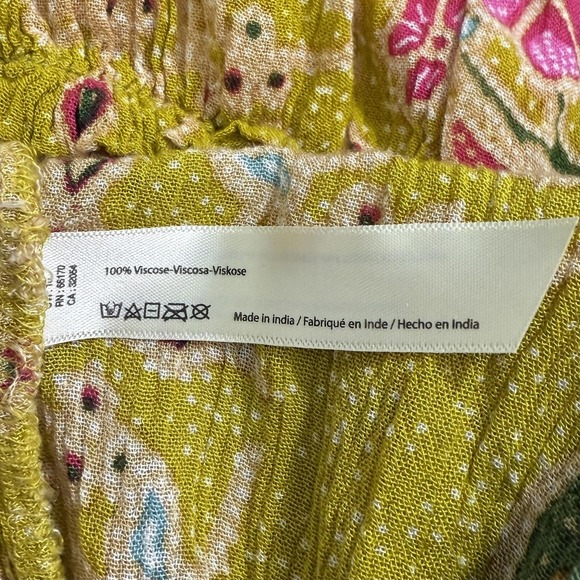 Free People Suki Top Women's S Yellow Multicolor Boho Floral Off Shoulder Shirt - Picture 5 of 9